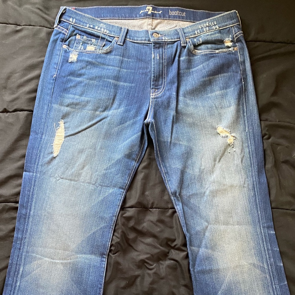 Seven for all mankind distressed bootcut jeans